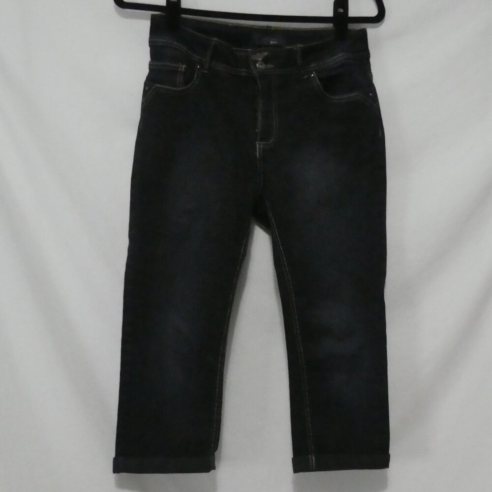 LIQUID X JEANS | size 7/8 | Trendy Dark Blue Rolled Up Jeans